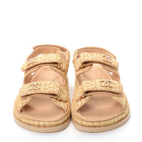 chanel dad sandals raffia|chanel sandals real real.